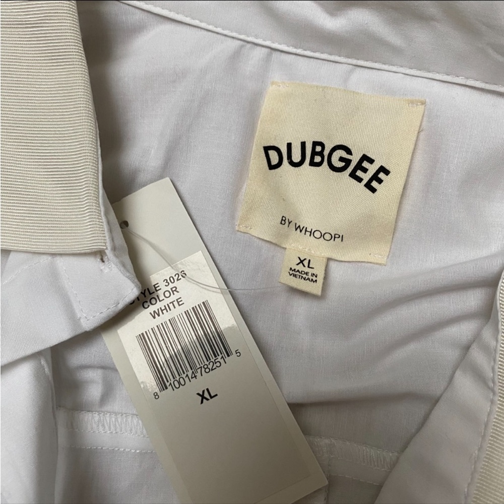 Dubgee by Whoopi NWT White Hi-Low Belted Shirt Dress Tunic XL Cotton - Picture 12 of 13